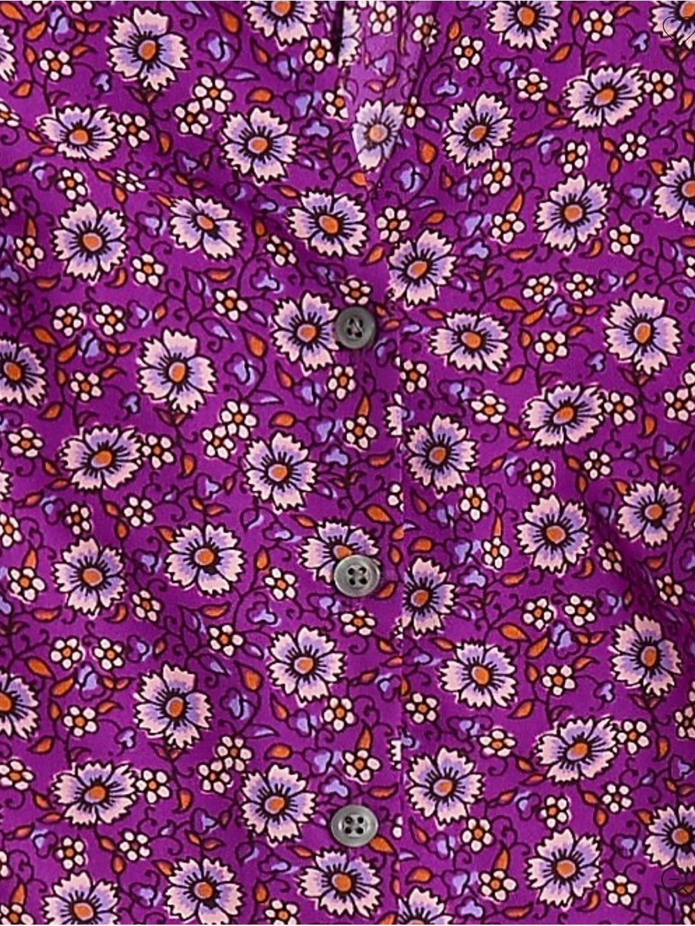 J. Crew Bright Purple Daisy-Print Puff-Sleeve Blouse - Picture 3 of 7